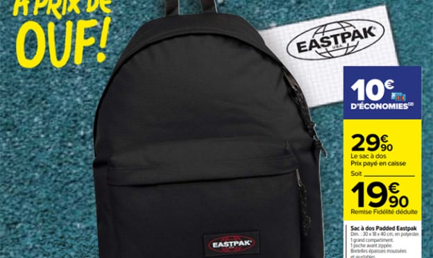 Carrefour : Sac à dos Eastpak Padded à 19,90€ (remise déduite)