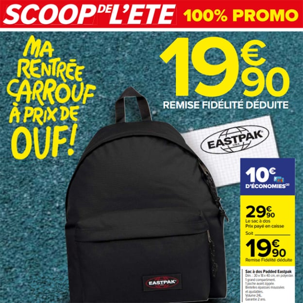 Carrefour : Sac à dos Eastpak Padded à 19,90€ (remise déduite)