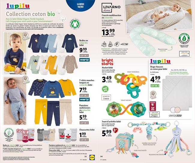 Sous-vêtements, chaussettes et habits Lupilu pour bébé à petits prix chez Lidl