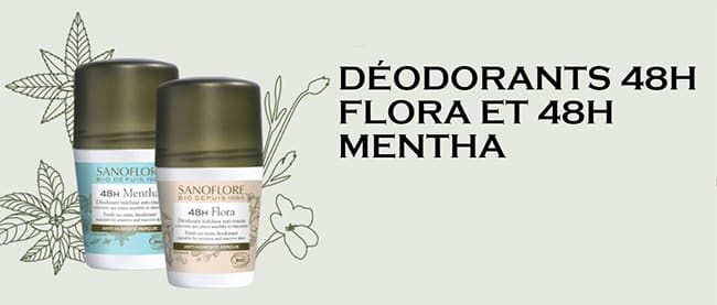 Testez gratuitement le déodorant 48h Mentha ou 48h Flora de Sanoflore