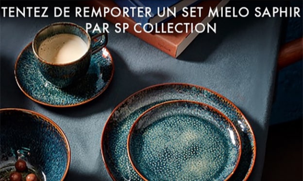 Jeu ELLE Déco : 12 sets Mielo Saphir par SP Collection à gagner