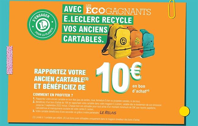 Rapportez un vieu sac pour obtenir 10€ de remise
