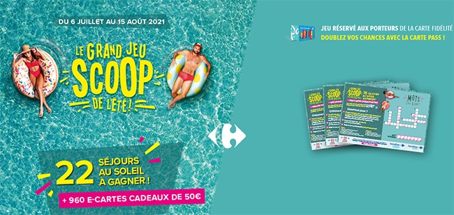 Tentez de gagner un séjour ou une e-carte cadeau avec Carrefour Scoop