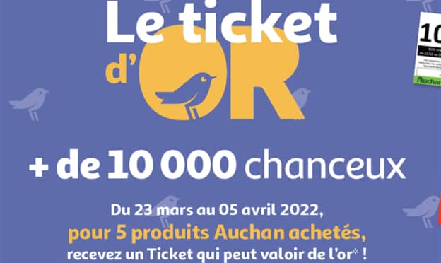 Jeu Auchan Ticket d’Or 2022 sur jeu.auchan.fr/ticketdor2022