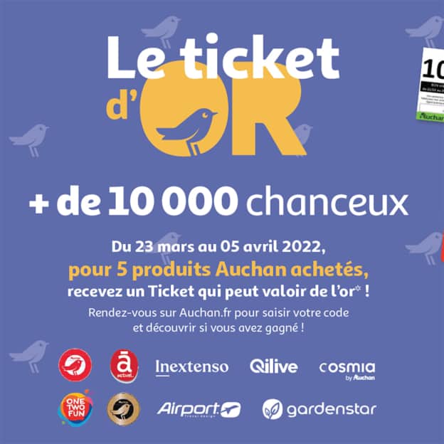 Jeu Auchan Ticket d’Or 2022 sur jeu.auchan.fr/ticketdor2022