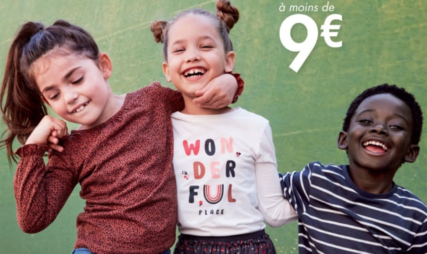 Pack prêt-à-vivre enfants Gémo : haut + bas + étiquettes à 8,98€