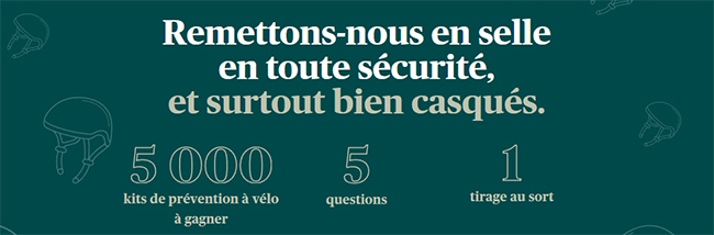 Tentez de gagner un kit de prévention à vélo : casque, lampe et sac offerts