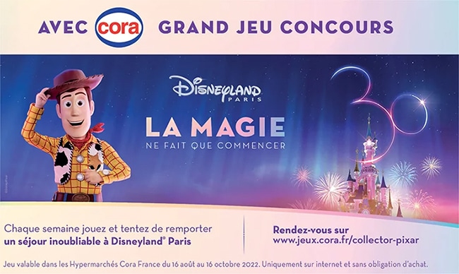 Tentez de remporter un séjour à Disneyland sur www.jeux.cora.fr/collector-pixar
