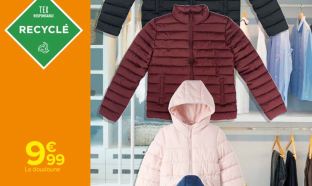 Bon plan Carrefour : Doudounes TEX pas chères pour homes, femmes, enfants et bébés