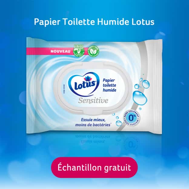 Échantillon gratuit papier toilette humide Lotus