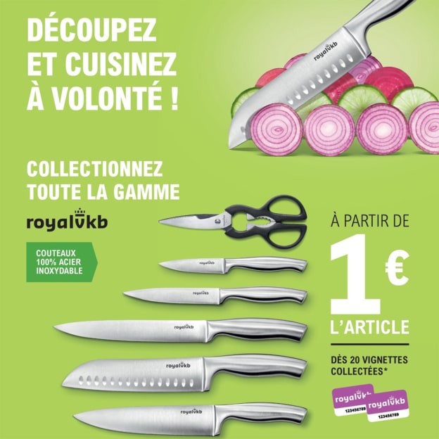 Leclerc vignettes Royalvkb : couteaux et accessoires de découpe pas chers
