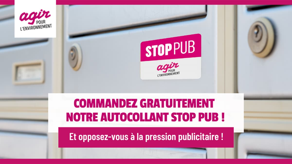 Autocollant STOP PUB gratuit avec Agir pour l’Environnement