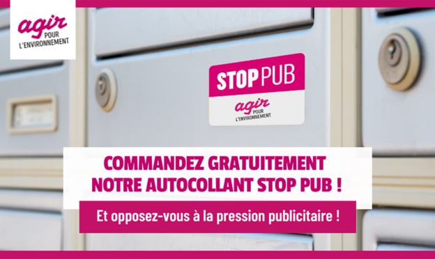 Autocollant STOP PUB gratuit avec Agir pour l’Environnement