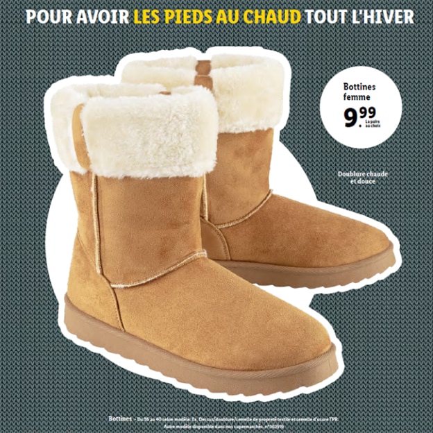 Lidl : Bottines fourrées Esmara pas chères à 9,99€