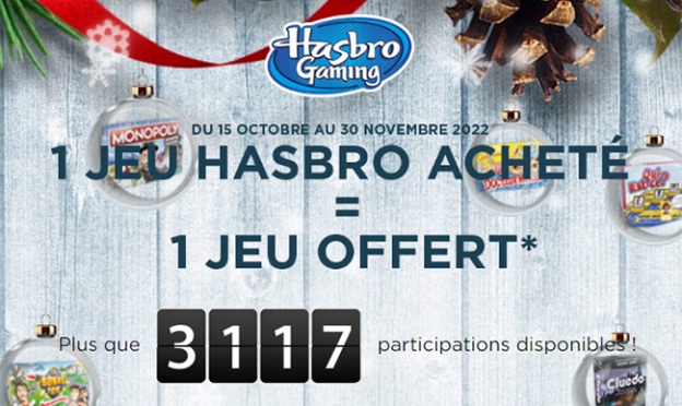 ODR Offre de remboursement Hasbro Noël 2022 : Jeux de société moins chers