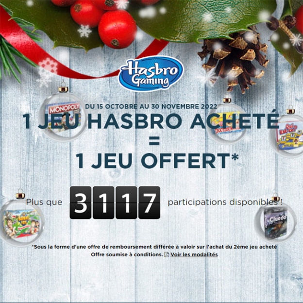 ODR Offre de remboursement Hasbro Noël 2022 : Jeux de société moins chers