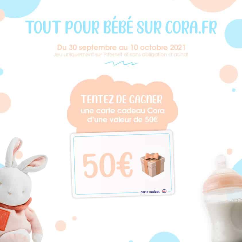 Jeu Tout pour bébé de Cora : 10 cartes cadeaux de 50€ à gagner