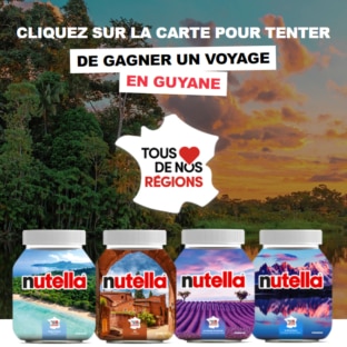 Jeu Nos régions Nutella à code : Séjours à gagner