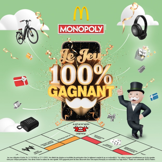 Monopoly McDo 2022 : Vignette 100% gagnante