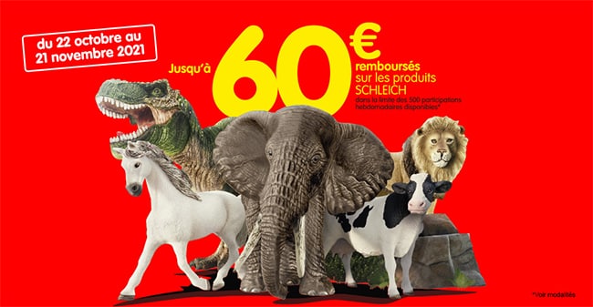 Recevez jusqu’à 60€ remboursés pour l’achat de jouets Schleich