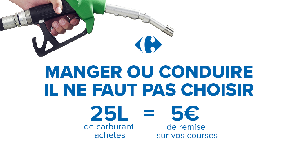 Carrefour 25 litres de carburant achetés = 5€ de remise