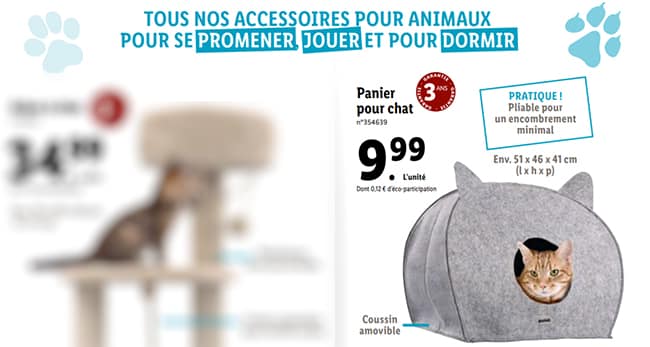 Panier niche pour chat à petit prix chez Lidl