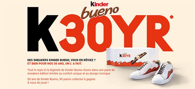 Gagnez une paire de sneakers Kinder Bueno édition ultra limitée K30YR