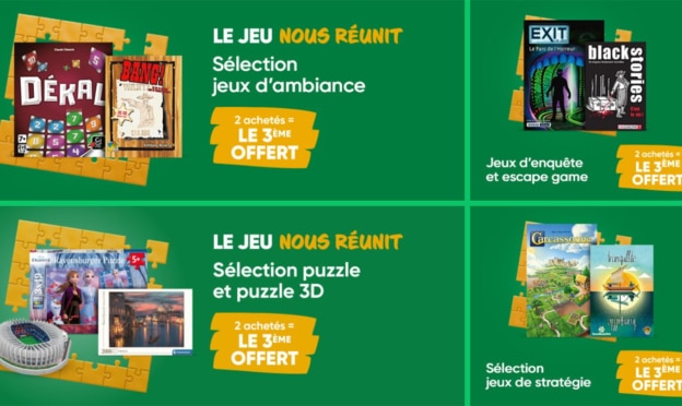 Promo Fnac : 2 jeux de société achetés = le 3ème est offert