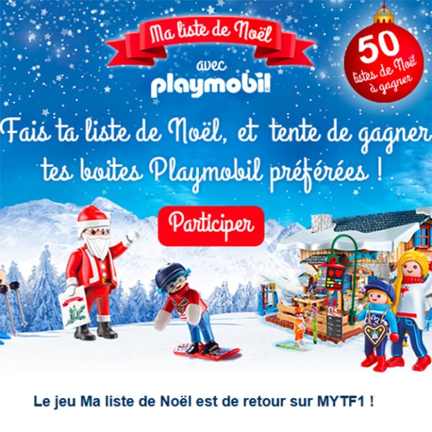 Jeu TF1 sur malisteplaymobil.fr : 50 listes de Noël Playmobil à gagner