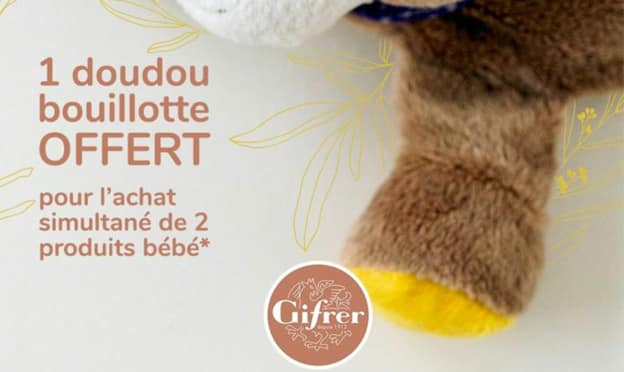 Gifrer : Un doudou bouillotte offert pour l'achat de produits