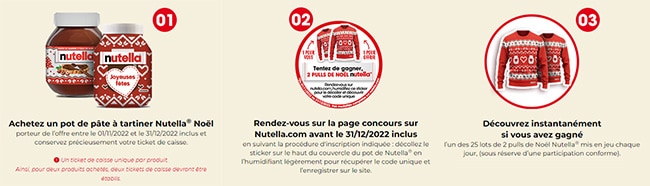 Procédure pour jouer avec le code unique sur nutella.com