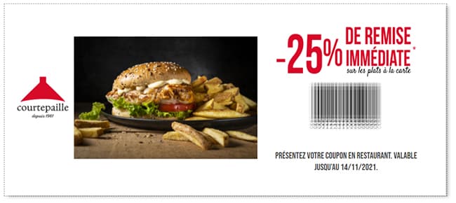 bénéficier de 25% de remise sur vos plats Courtepaille à la carte