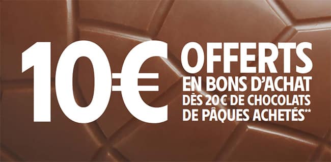 Recevez 2 bons de réduction Intermarché de 5€ dès 20€ de chocolats de Pâques achetés