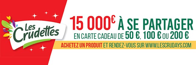 Gagnez une carte cadeau de 50€ à 200€ ou un bon de réduction et un livret de recettes avec Crudettes