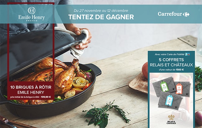 Tentez de gagner un coffret Relais & Château ou une brique à rôtir avec Carrefour