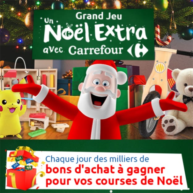 Jeu Un Noël Extra Carrefour : 20’012 bons d’achat à gagner