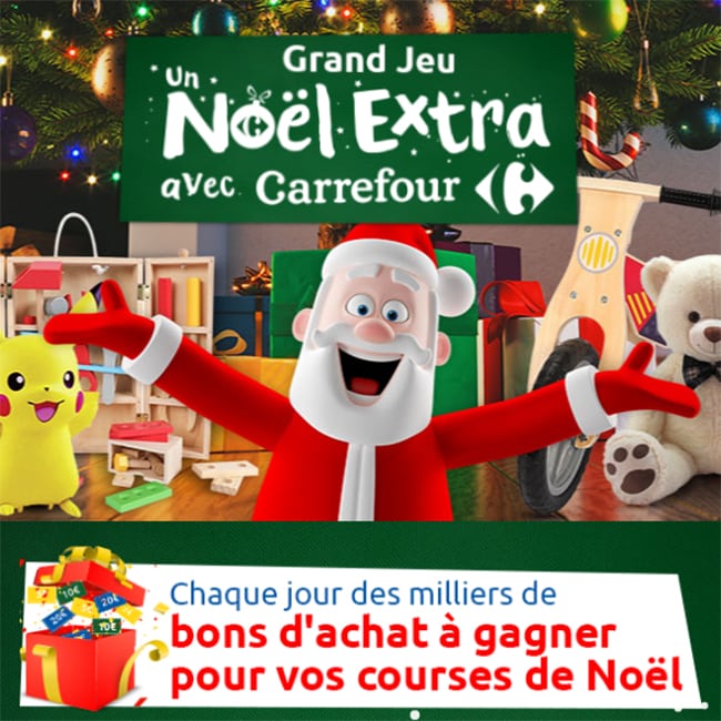 Jeu Un Noël Extra Carrefour : 20'012 bons d'achat à gagner