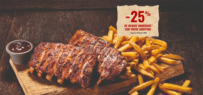 Bénéficiez d'une remise sur votre addition Buffalo Grill