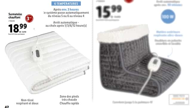 Surmatelas chauffant non-tissé à petit prix chez Lidl