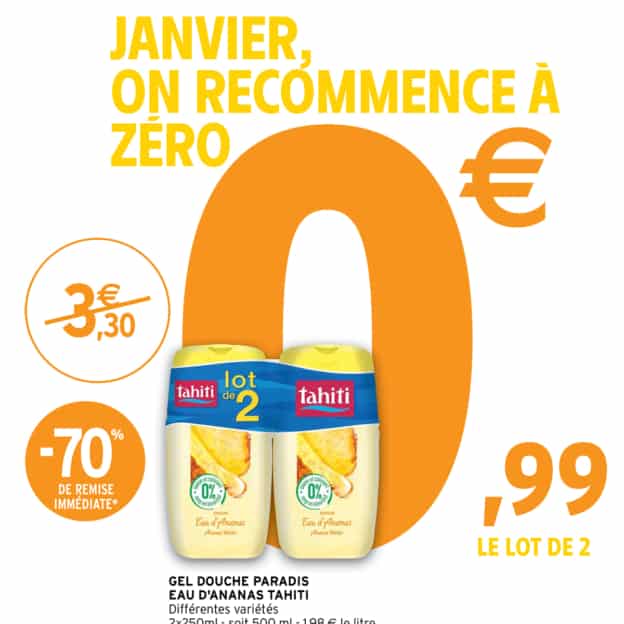 Promo Intermarché : Lot de gels douche Tahiti