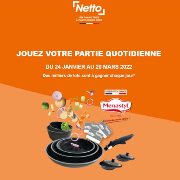 Jeu Menastyl Netto : 112 batteries de cuisine et vignettes à gagner