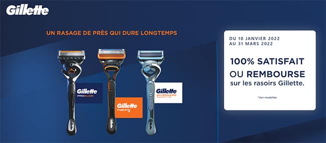 Offre de remboursement sur les rasoirs Gillette