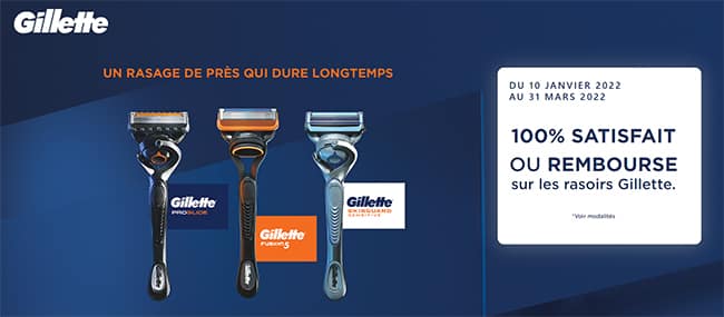 Offre de remboursement sur les rasoirs Gillette