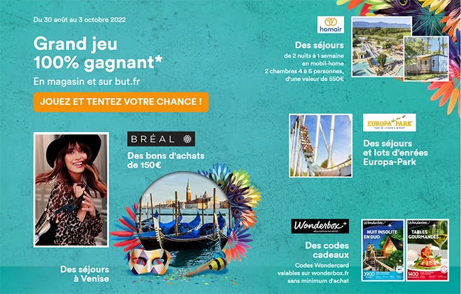 Les cadeaux à gagner au concours anniversaire BUT