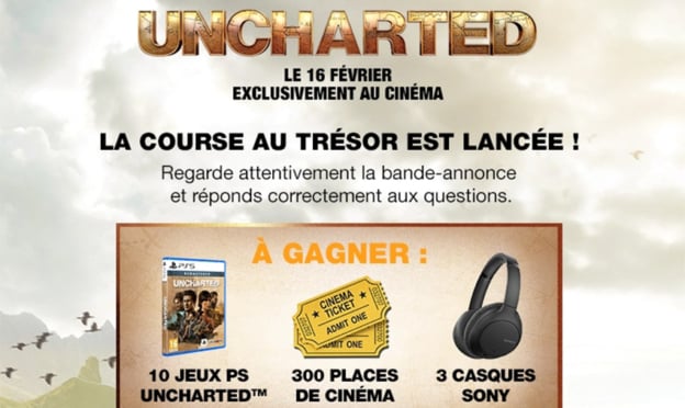 Jeu Bizzbee : Jeux Uncharted, places de ciné et casques à gagner