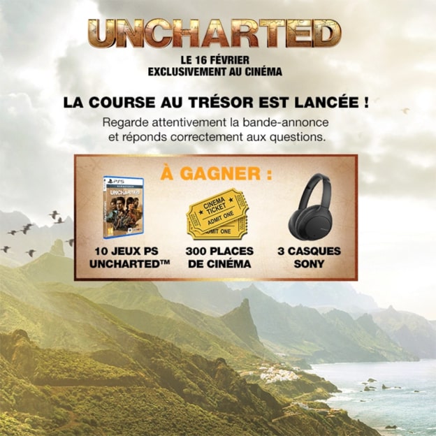 Jeu Bizzbee : Jeux Uncharted, places de ciné et casques à gagner