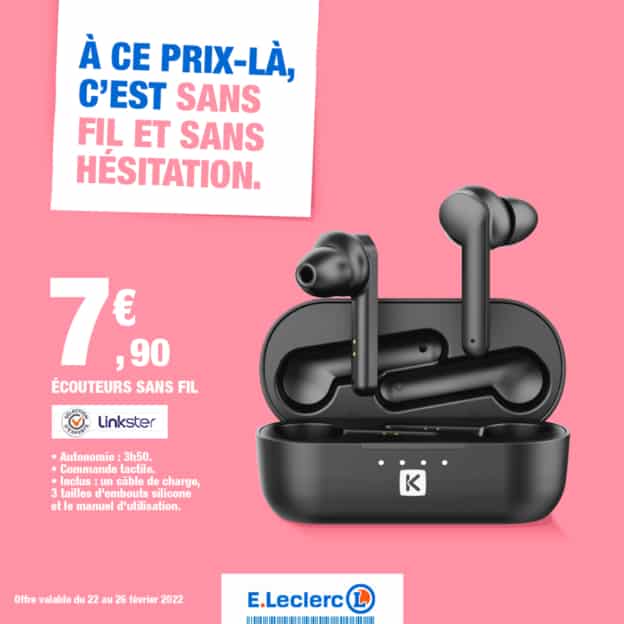 Leclerc : écouteurs Bluetooth Linkster pas chers