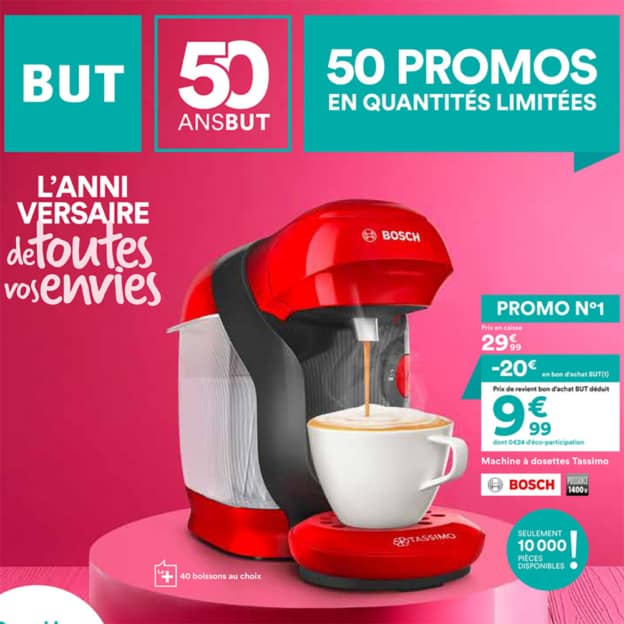 ODR BUT : Machine à dosettes Tassimo à 9,99€ (bon déduit)