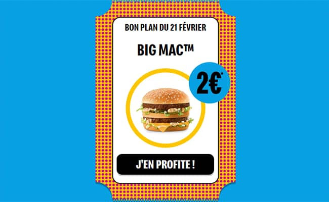 Bon plan McDo : Big Mac à 2€ aujourd'hui et uniquement aujourd'hui