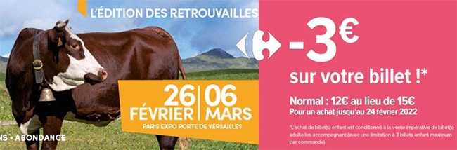 Bénéficiez d'une remise pour le Salon de l’Agriculture 2022 avec Carrefour Spectacle